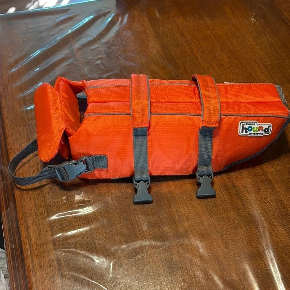 Orange Life Jacket with Black Straps